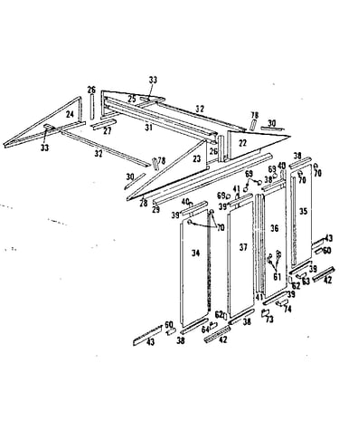 Roof support and door assembly