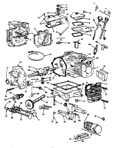 Cylinder, crankshaft and engine base group