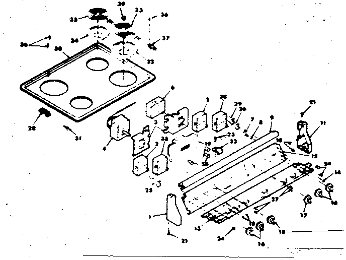Control panel and cooktop assemblies