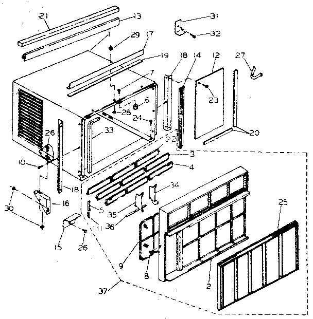 Cabinet and front panel parts