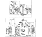 Briggs & Stratton 19D-B (0010 - 0030) flywheel assembly and rewind starter diagram