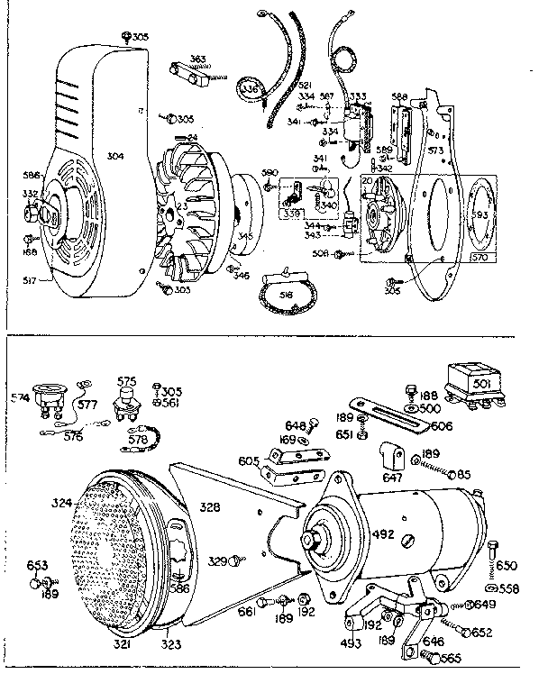 Generator starter and flywheel assembly