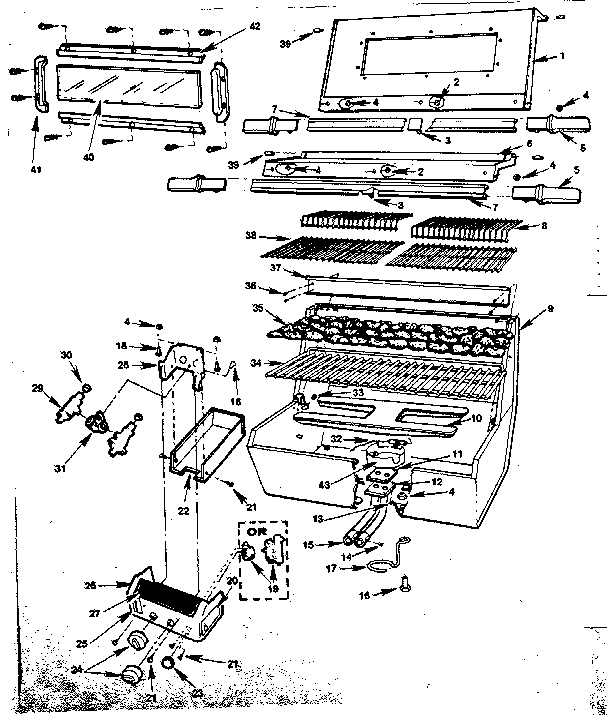 Grill and burner section