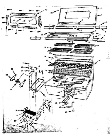 Grill and burner section