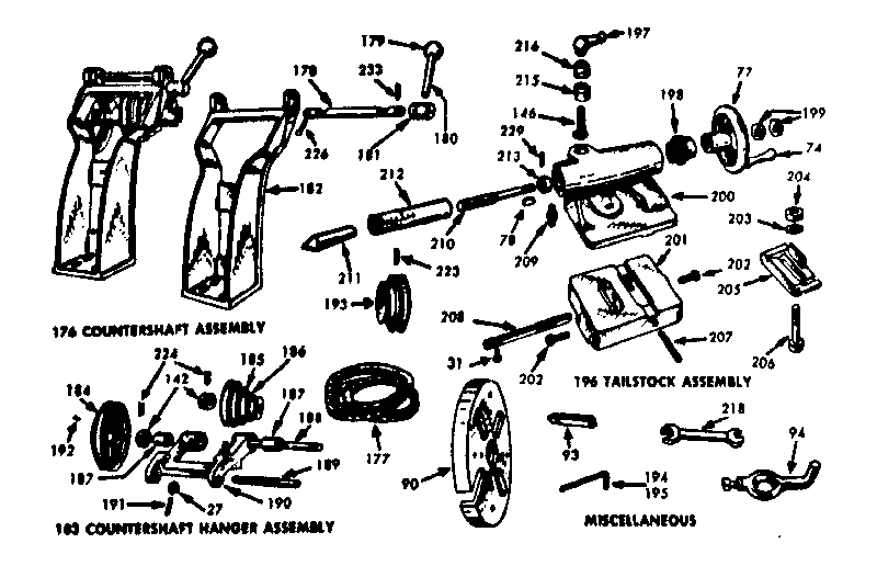 COUNTERSHAFT AND TAILSTOCK ASSEMBLY