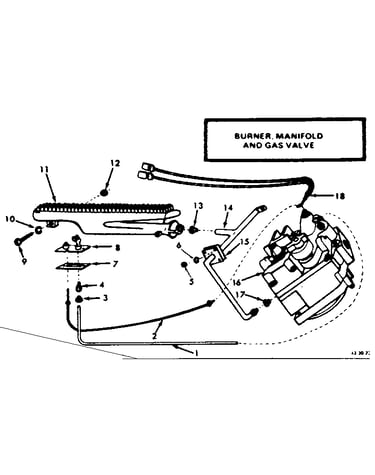 Burner, manifold and gas valve