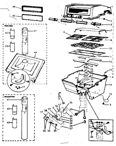 Grill, burner section, ground post & patio base