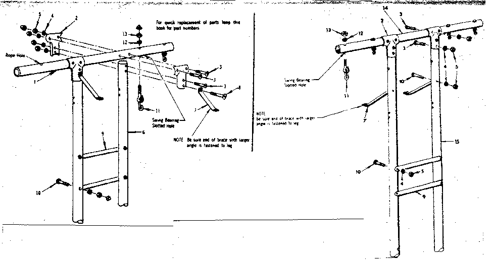 Top bar and leg assembly