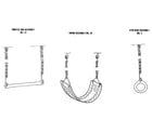 Sears 70172333-83 trapeze bar, swing, & gym ring assemblies diagram