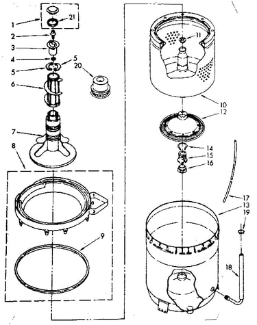 Agitator, basket and tub parts