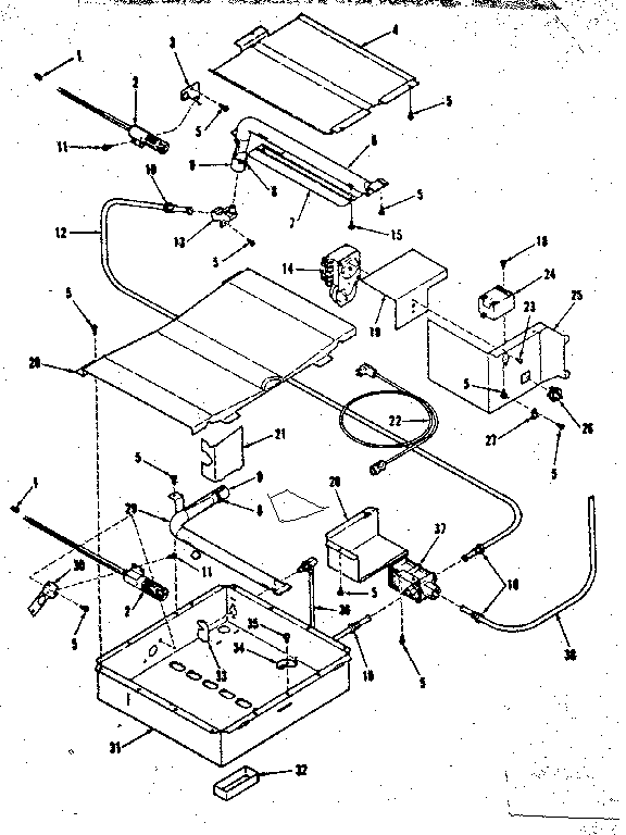 Broiler & oven burner section