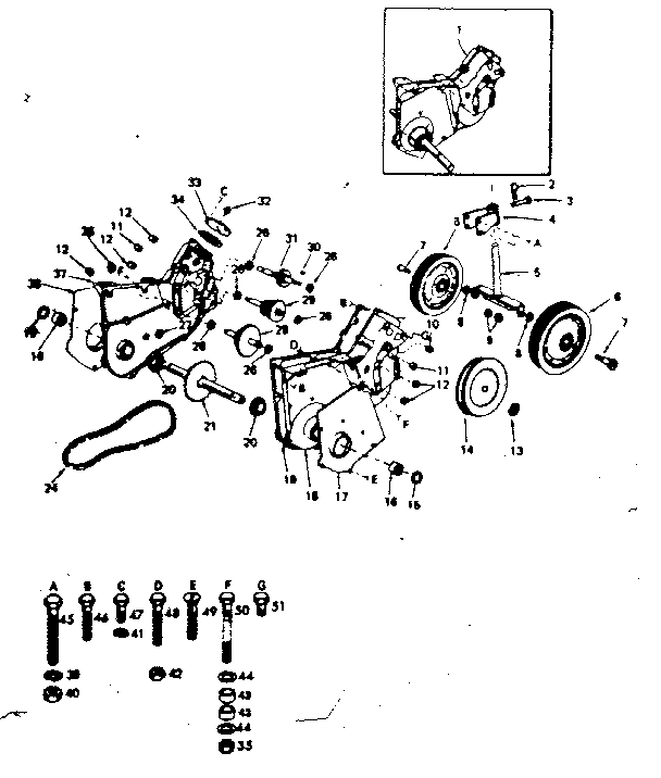 Transmission and gauge wheels