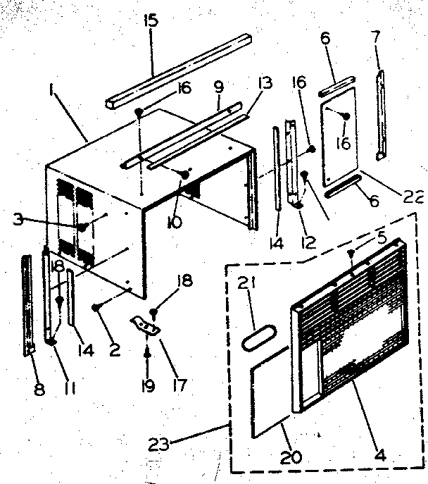 Cabinet and front panel parts
