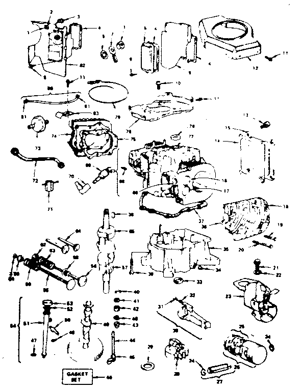 Cylinder crankshaft and engine base group