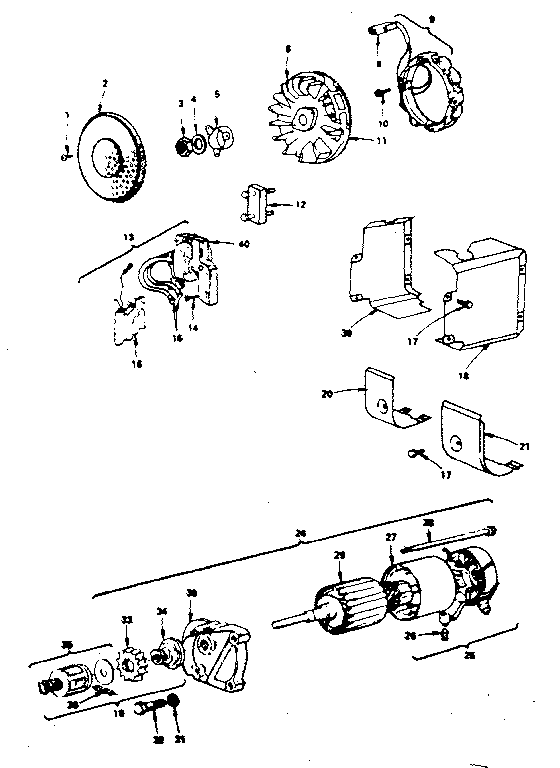 Alternator and starter motor group
