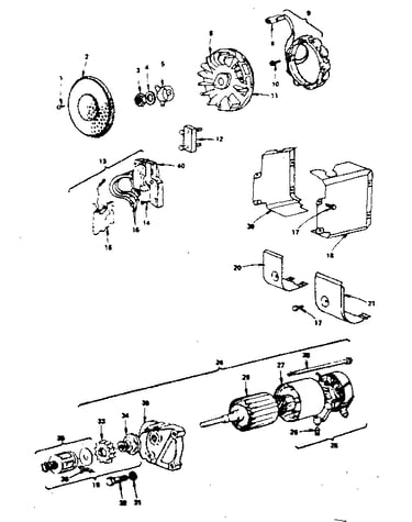 Alternator and starter motor group