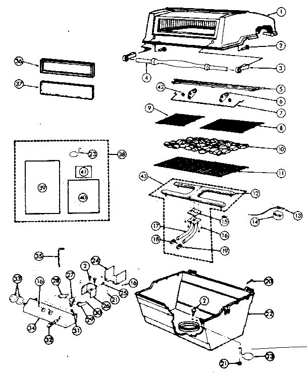 Grill and burner section