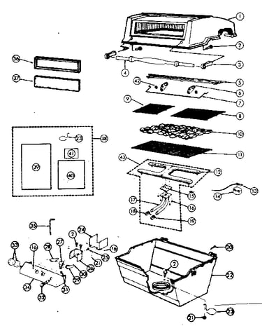Grill and burner section