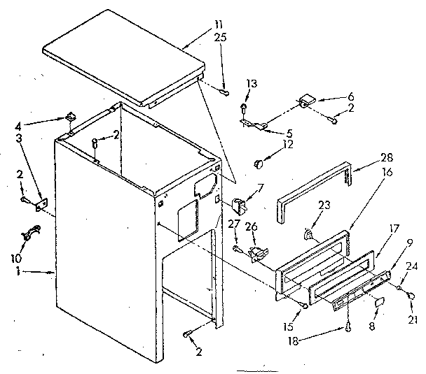 Cabinet and control parts