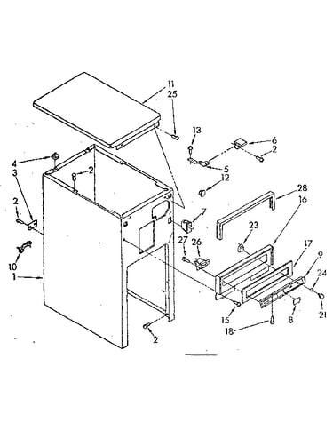 Cabinet and control parts