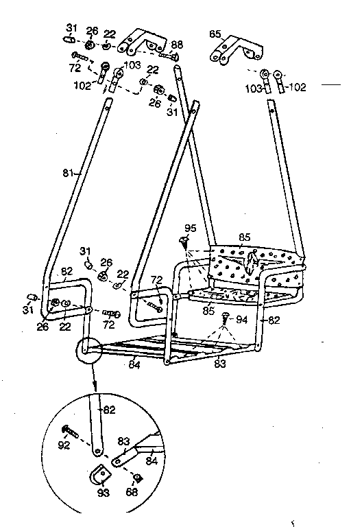 Lawn swing assembly