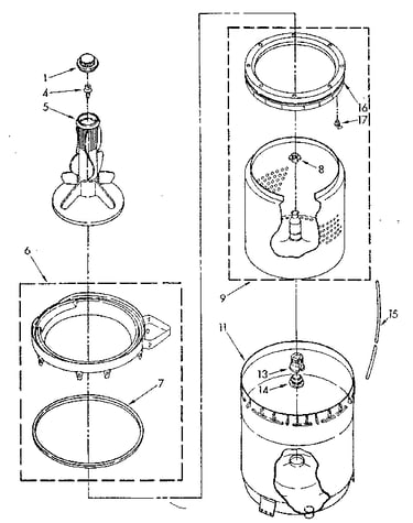 Agitator, basket and tub parts