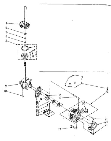 Brake, clutch, gearcase, motor and pump parts