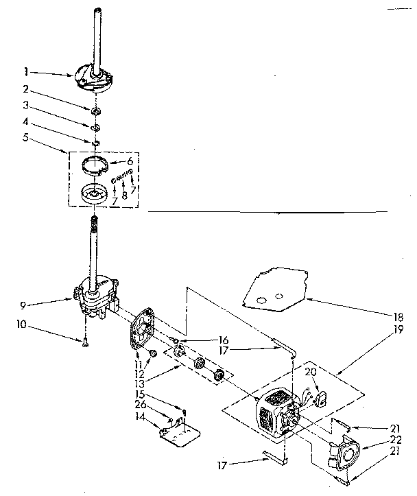 Brake, clutch, gearcase, motor and pump parts