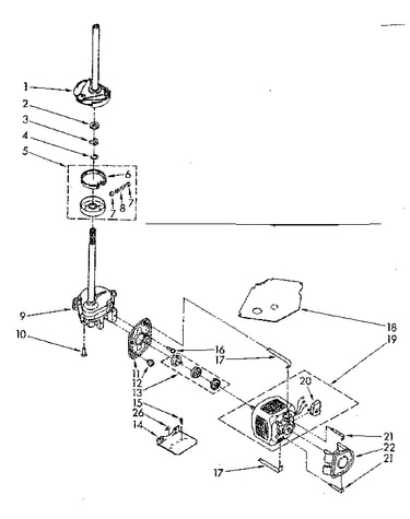 Brake, clutch, gearcase, motor and pump parts