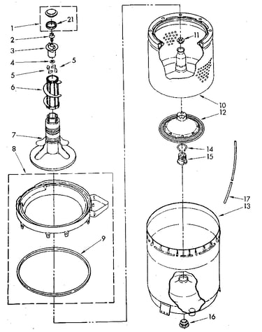 Agitator, basket and tub parts