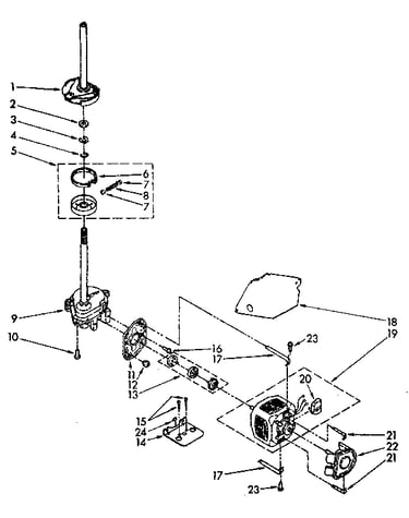 Brake, clutch, gearcase, motor and pump parts