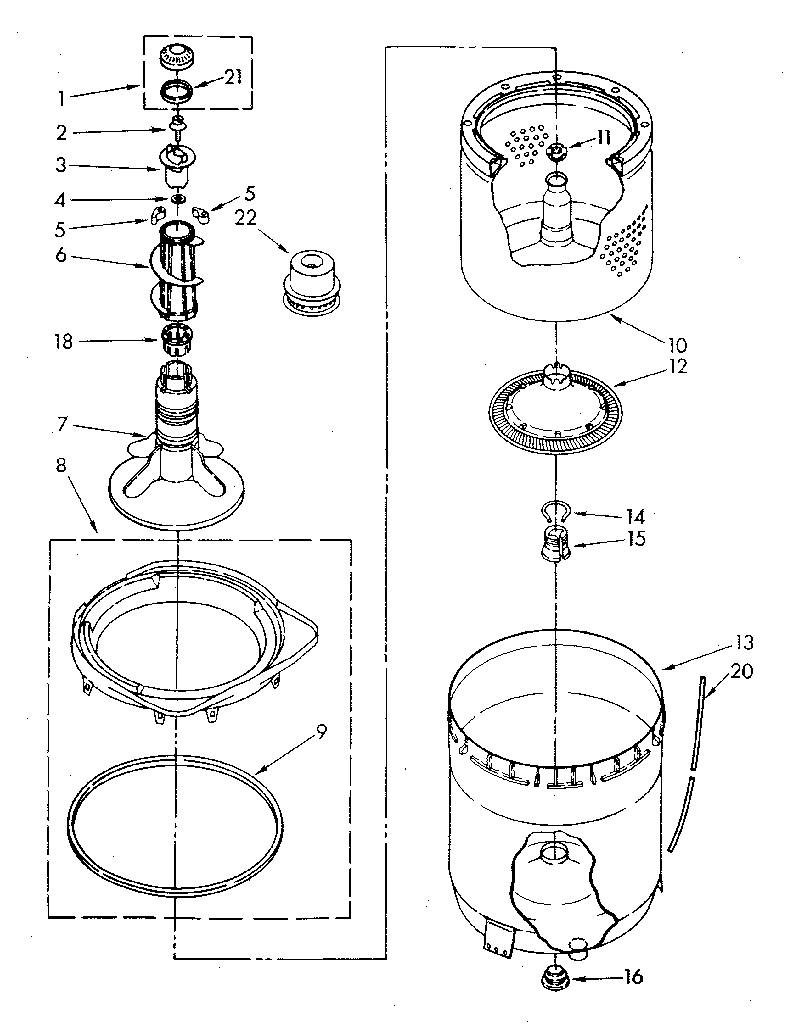 Agitator, basket and tub parts