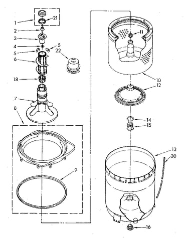 Agitator, basket and tub parts