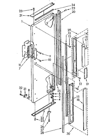 Refrigerator exterior door panel parts