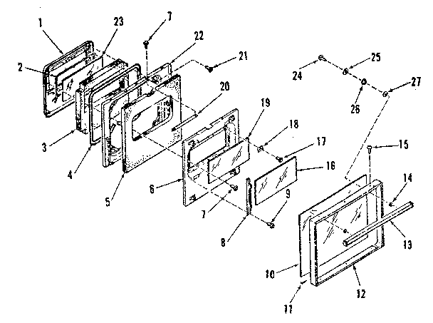 Upper oven door section