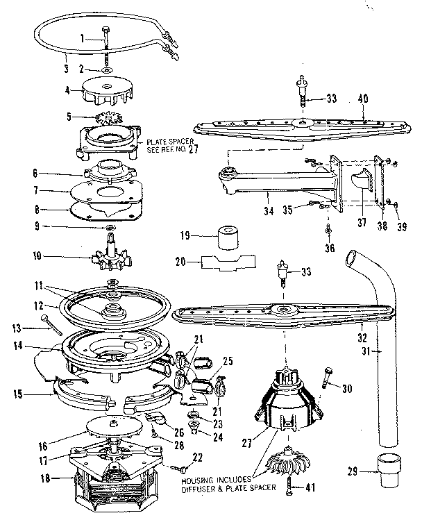 MOTOR, HEATER, AND SPRAY ARM DETAILS