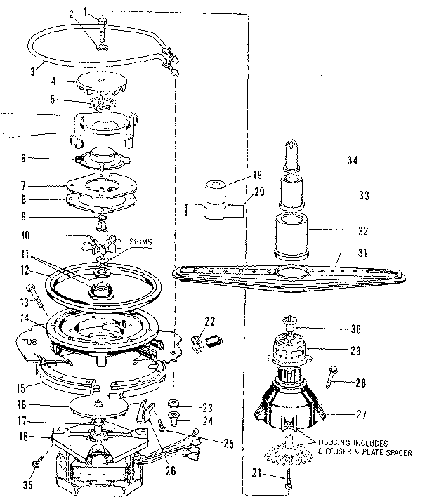 Motor, heater and spray arm details