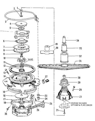 Motor, heater, and spray arm details