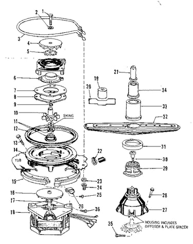 Motor, heater and spray arm details