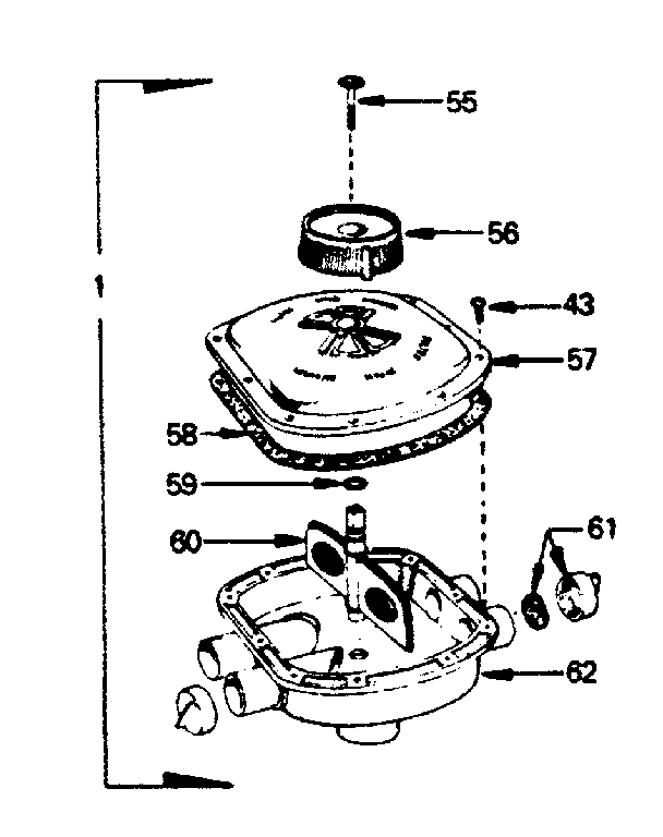 Backwash valve complete assembly