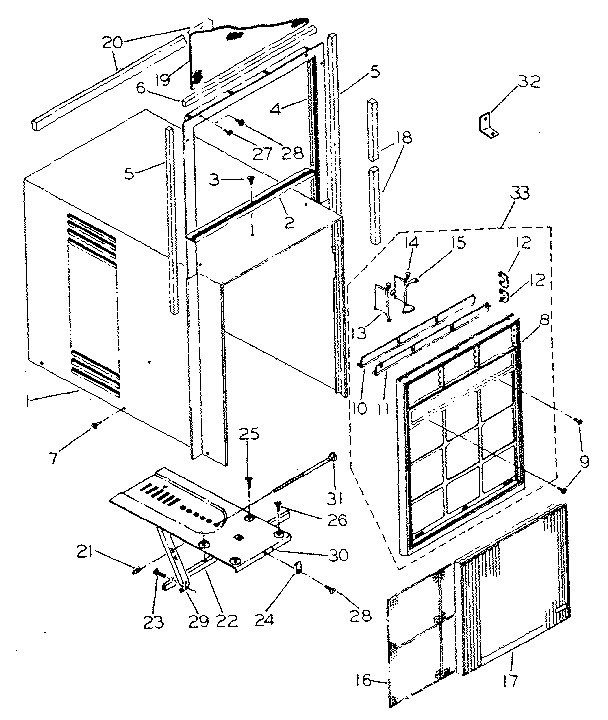 Cabinet and front panel parts