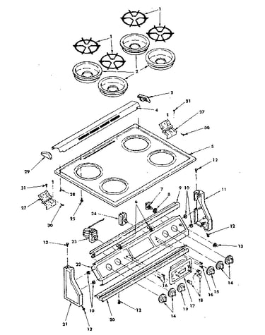 Control panel and cooktop assemblies