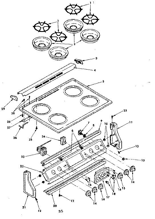 Control panel and cooktop assemblies
