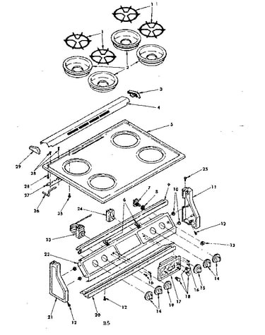 Control panel and cooktop assemblies