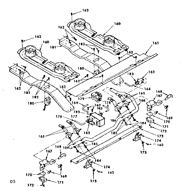 Top burners assembly