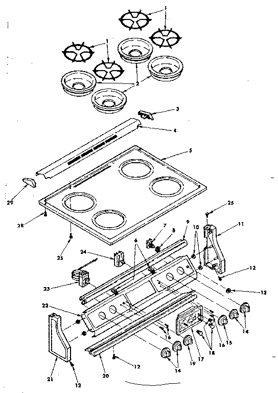 Control panel and cooktop assemblies