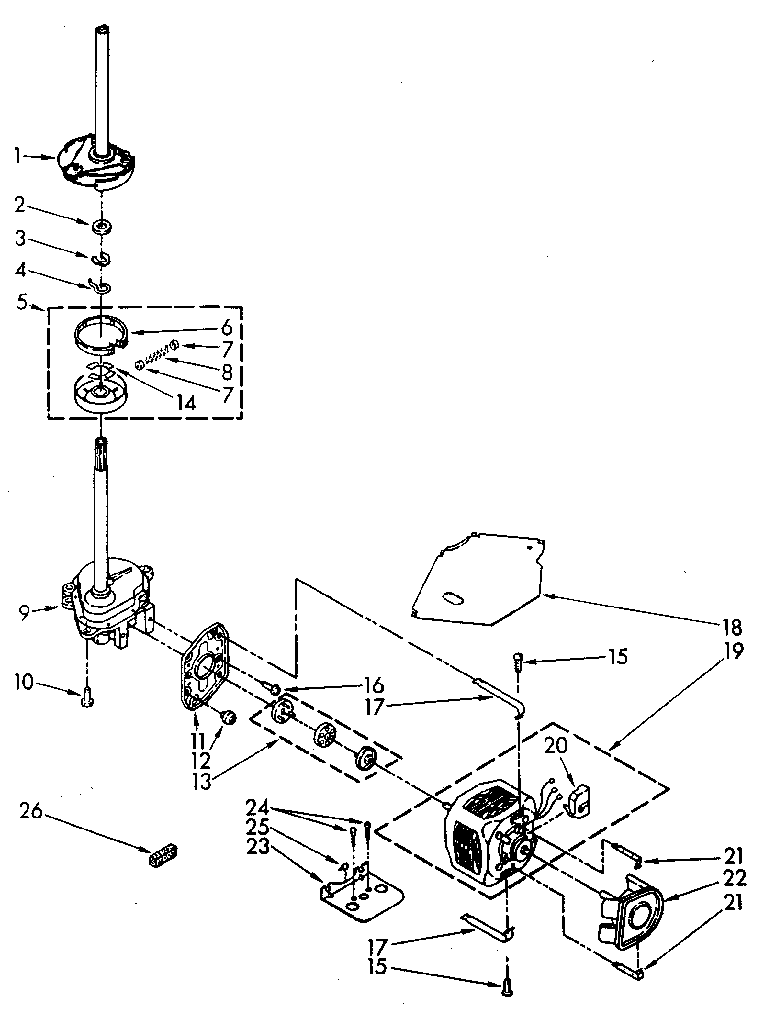 Brake, clutch, gearcase, motor, and pump