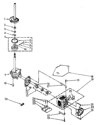 Brake, clutch, gearcase, motor, and pump