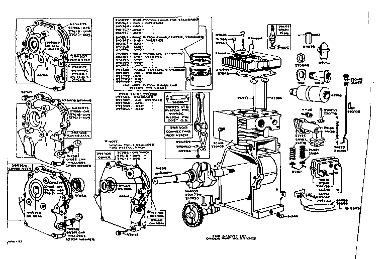 Cylinder, crankshaft, piston and connecting rod parts