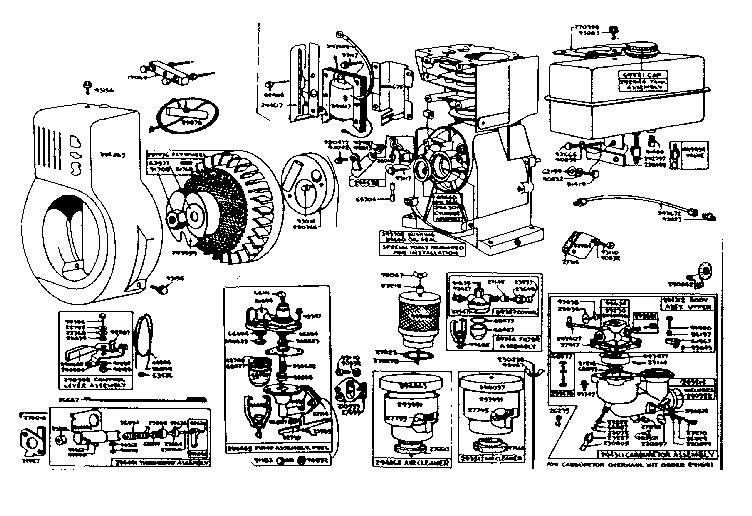 Fuel system, magneto and blower housing parts